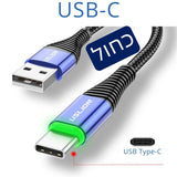 יותר מהיר - כבל הטענה סופר מהירה מיקרו-USB או USB-C עם לד