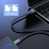 יותר מהיר - כבל הטענה סופר מהירה מיקרו-USB או USB-C עם לד