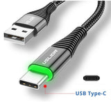 יותר מהיר - כבל הטענה סופר מהירה מיקרו-USB או USB-C עם לד